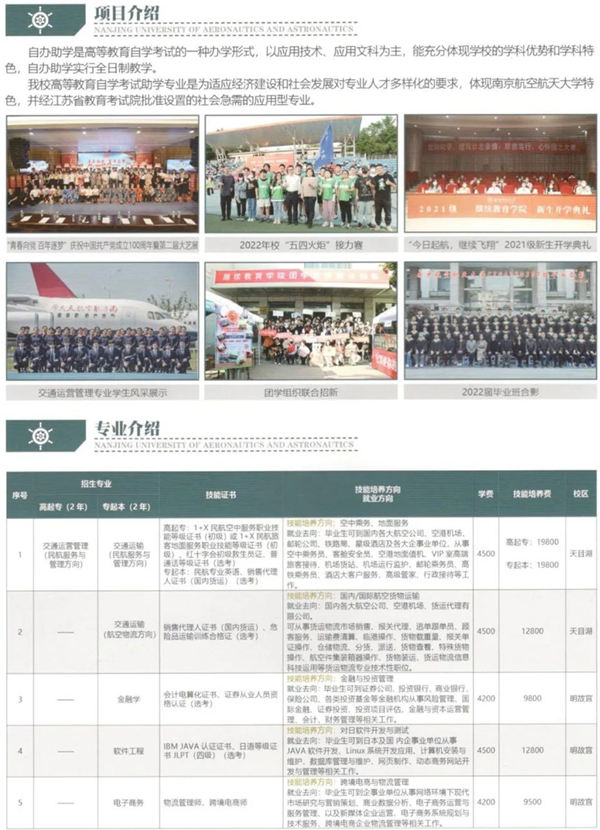 南京航空航天大學專接本專業